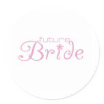 Pink Flower Future Bride Classic Round Sticker