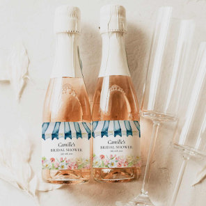 Pink Flower Garden Bridal Shower Sparkling Wine Label