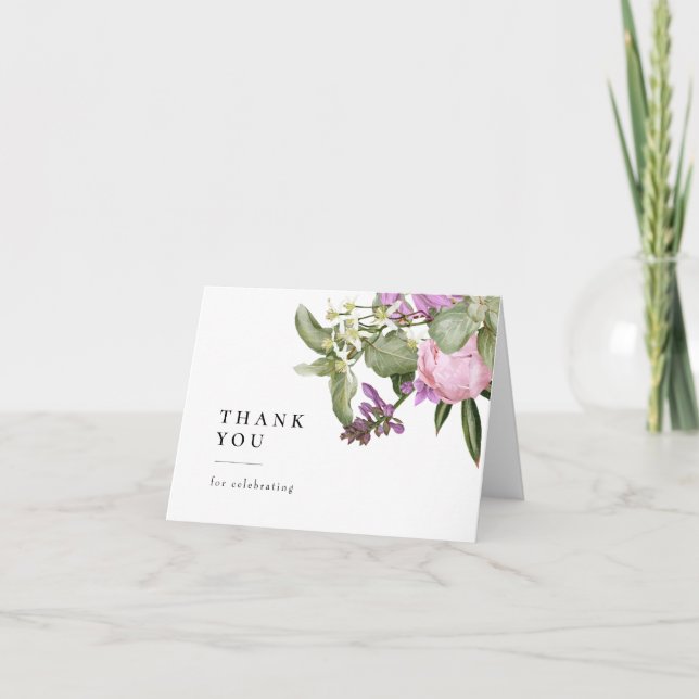 Pink Flower Garden Bridal Shower Thank You Card (Front)