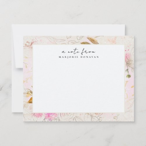 Pink Flower Garden Personalized Stationery Note Card