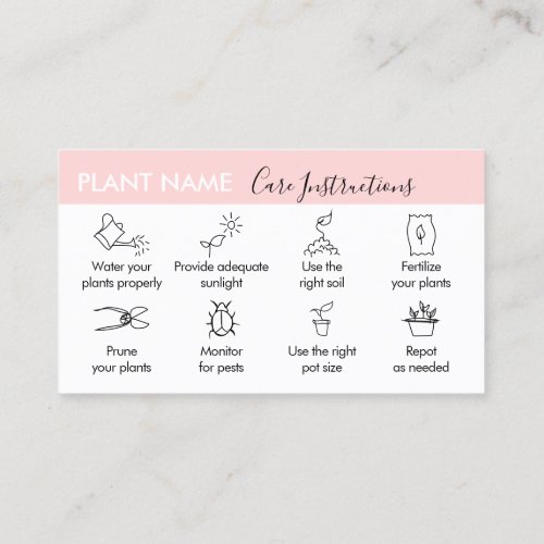 Pink Flower Garden Plant Care Business Card