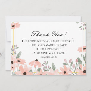 Pink Flower Garden The Lord Bless You Bible Verse Thank You Card