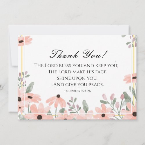 Pink Flower Garden The Lord Bless You Bible Verse  Thank You Card