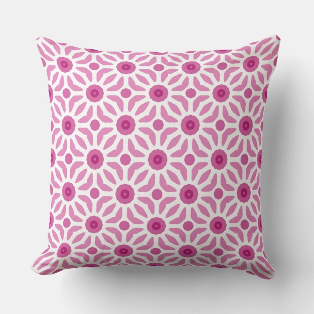 Pink Flower Geometrical PP 71 Throw Pillow (Front)