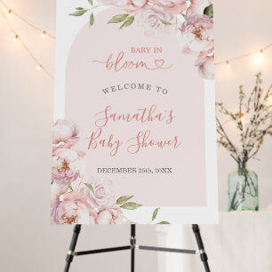 Pink Flower Girl Baby Shower Baby in Bloom Welcome Foam Board