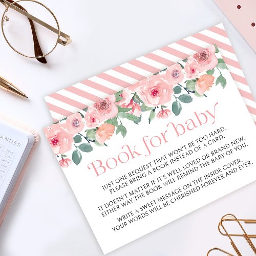 Pink flower girl book for baby shower cards