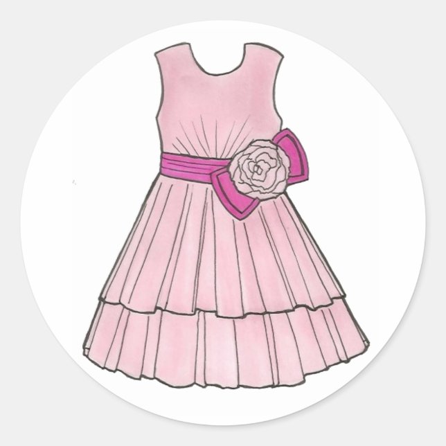Pink Flower Girl Dress Bridal Wedding Stickers (Front)