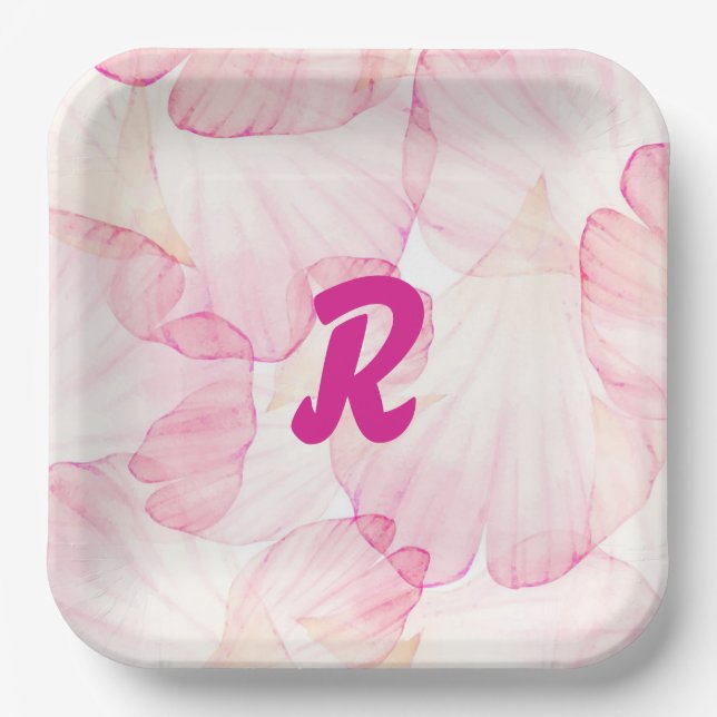 Pink flower girl party plate (Front)