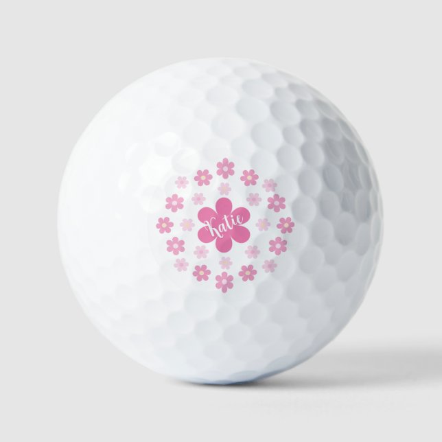  Pink Flower Glam- Golf Balls (Front)