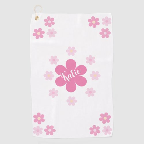  Pink Flower Glam_ Golf Towel