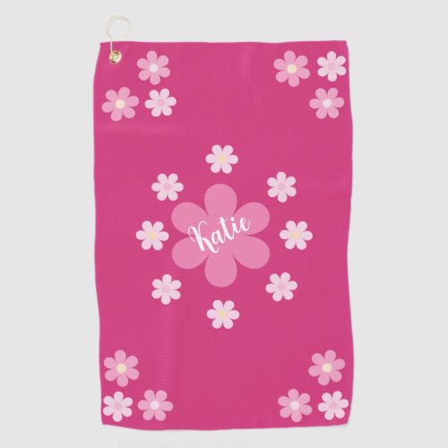  Pink Flower Glam_ Golf Towel