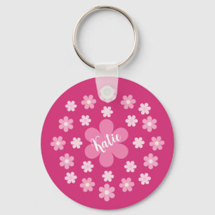 Pink Flower Glam- Keychain