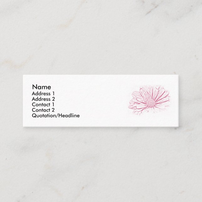 Pink Flower Graphic Mini Business Card (Front)