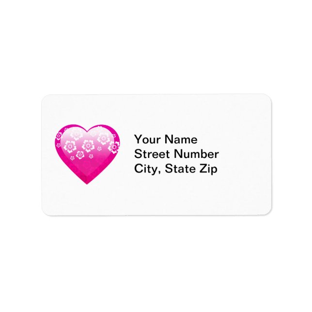 Pink Flower Heart Address Label (Front)