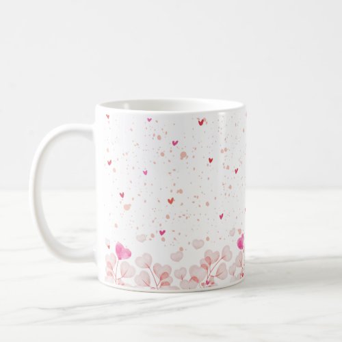 Pink Flower Heart Coffee Mug 