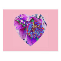 Pink Flower Heart Postcard