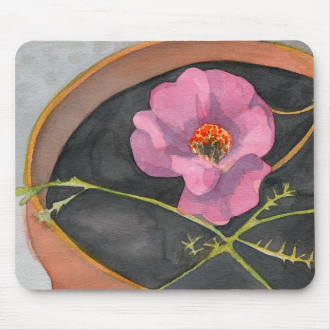Pink Flower in Terra Cotta Pot Mousepad (Front)
