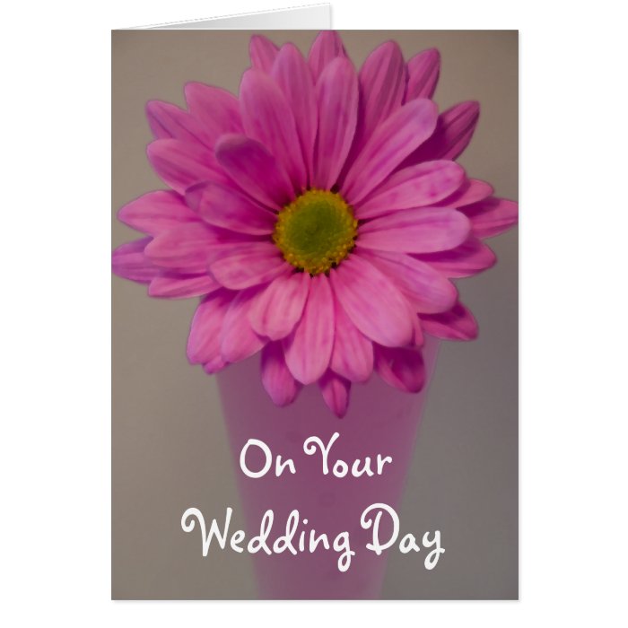 Pink Flower in Vase Wedding Day Card