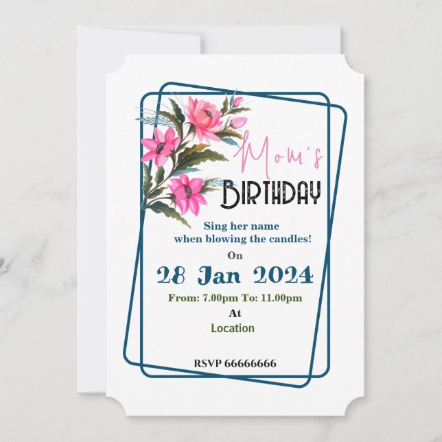 Pink Flower Invitation (Front)
