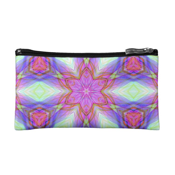 Pink flower kaleidoscope pattern. Very pretty colo Cosmetic Bag