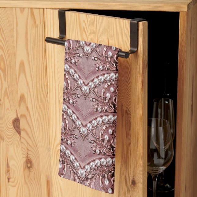Pink Flower Kitchen Towel (Thirds Fold)
