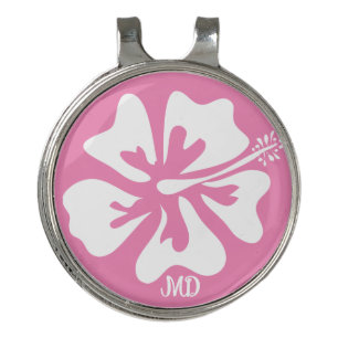 Pink flower ladies golf hat clip ball markers