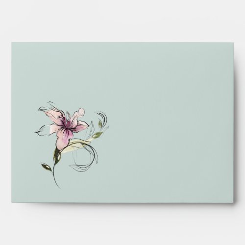 Pink Flower Lilies  Wedding Evelope Envelope