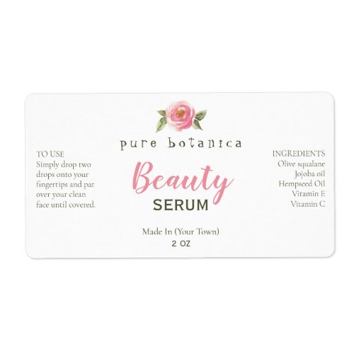 Pink Flower Logo Face Serum Labels