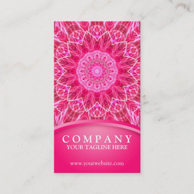 Pink Flower Love mandala Business Card (Front)
