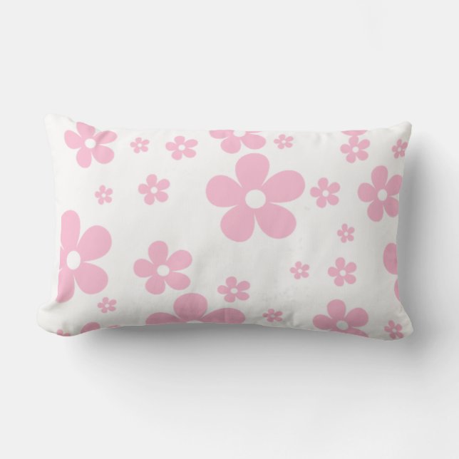 Pink  Flower Lumbar Pillow (Front)
