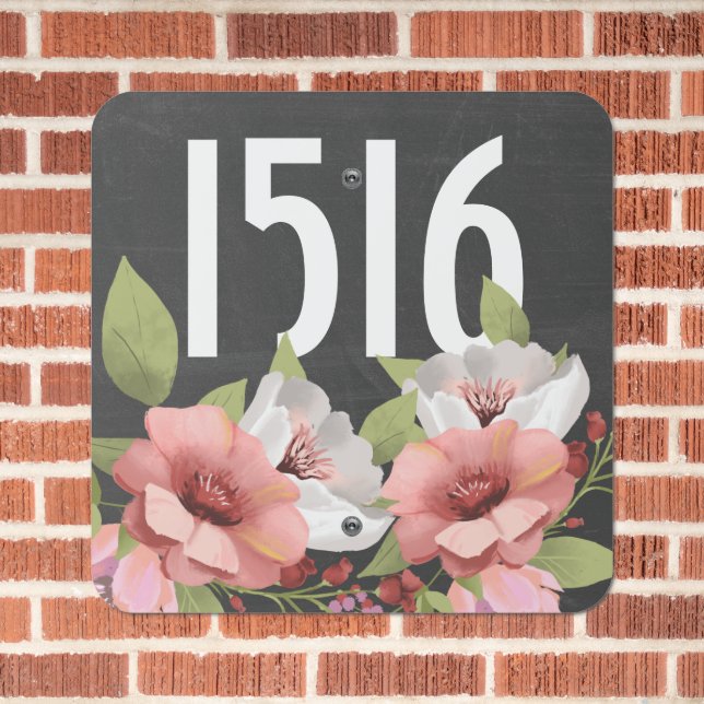 Pink Flower Make Your Own Personalized House Metal Sign (In Situ(Brick))