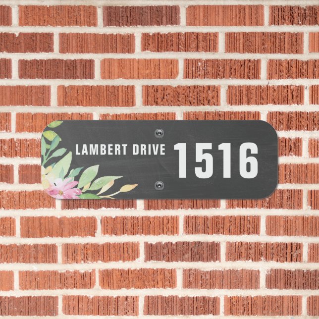 Pink Flower Make Your Own Personalized House Metal Sign (In Situ(Brick))