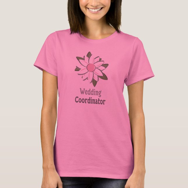 Pink Flower Male Wedding Coordinator T-Shirt (Front)