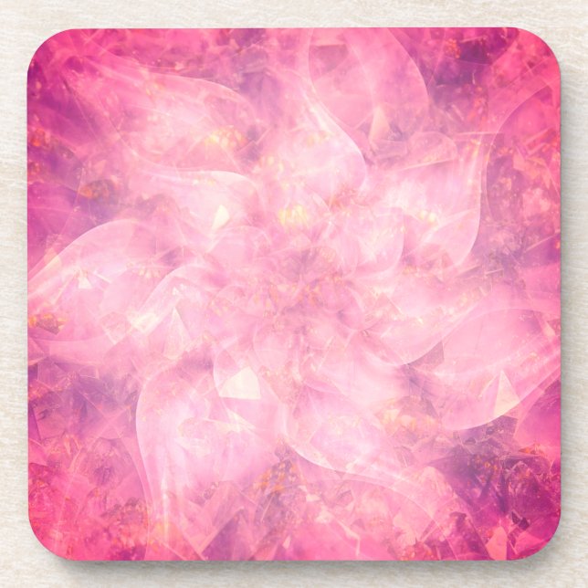 Pink Flower Mandala Drink Coaster (Front)
