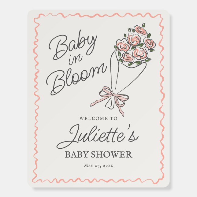Pink Flower Market Floral Baby Shower Welcome Foam Board (Front)