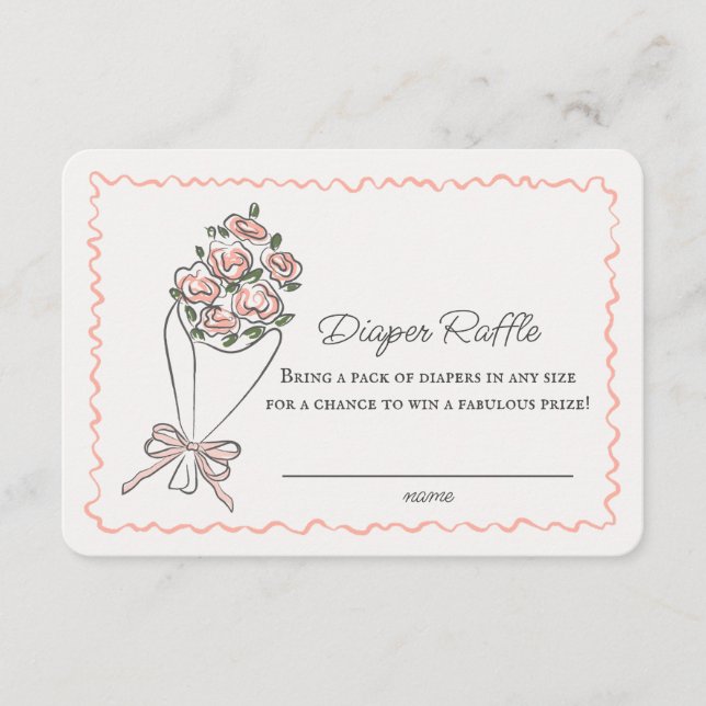 Pink Flower Market Floral Diaper Raffle Insert (Front)