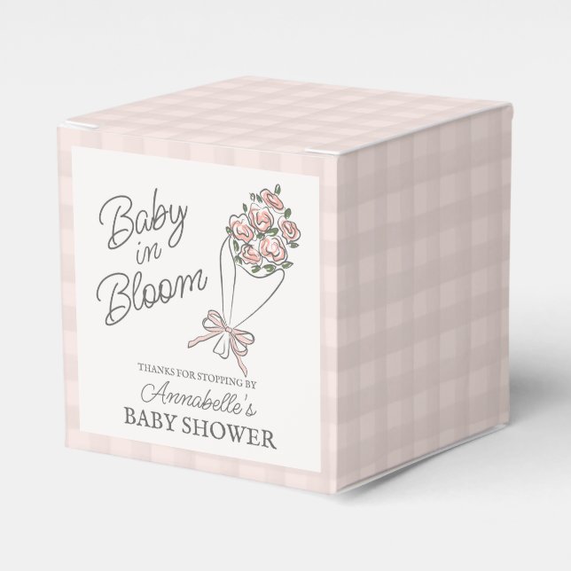 Pink Flower Market Fresh Floral Baby Shower Favor Boxes (Front Side)