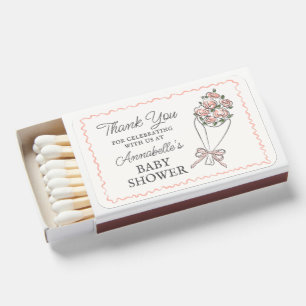 Pink Flower Market Fresh Floral Baby Shower Matchboxes