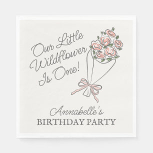 Pink Flower Market Fresh Floral Birthday Napkins