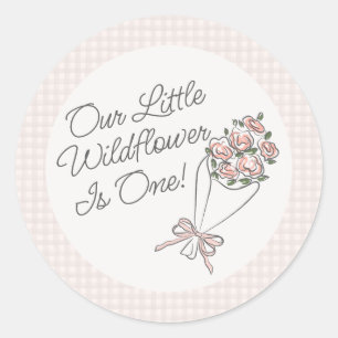Pink Flower Market Fresh Floral Birthday Party Classic Round Sticker
