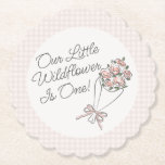 Pink Flower Market Fresh Floral Birthday Party Paper Coaster<br><div class="desc">Your little wildflower is having a birthday! Celebrate your birthday girl with this fanciful bouquet of hand-drawn florals. This fresh floral theme is inspired by the charm of a French Flower Market,  featuring fanciful wildflower doodles tied with a delicate pink coquette bow.</div>