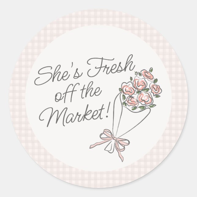 Pink Flower Market Fresh Floral Bridal Shower Classic Round Sticker (Front)