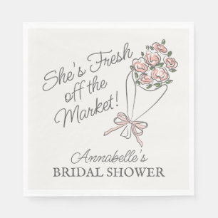 Pink Flower Market Fresh Floral Bridal Shower Napkins