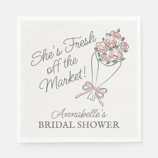 Pink Flower Market Fresh Floral Bridal Shower Napkins (Front)