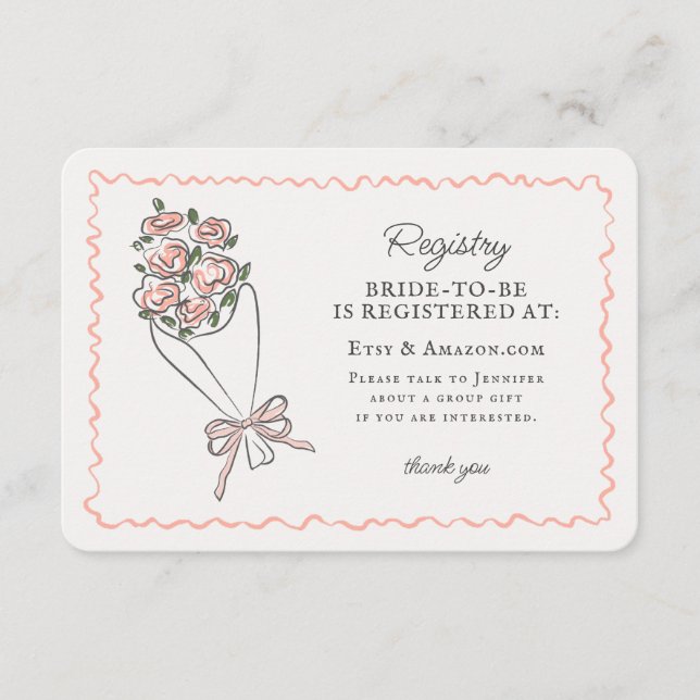 Pink Flower Market Fresh Floral Registry Insert (Front)