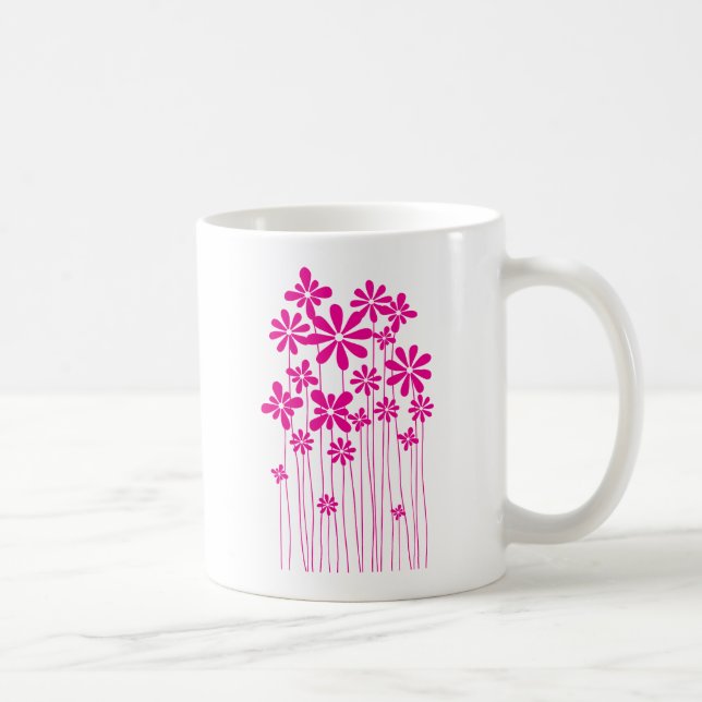 Pink Flower Meadow Coffee Mug (Right)