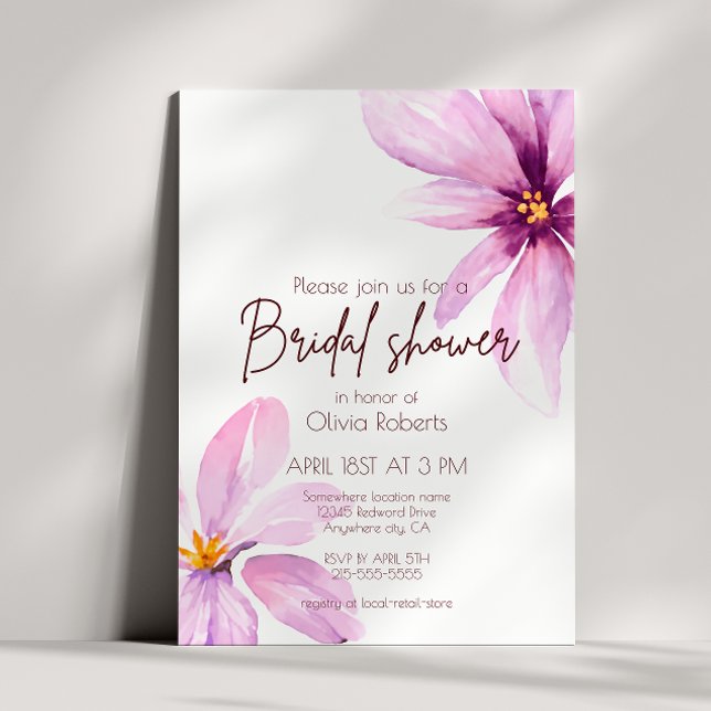 Pink Flower Minimalist elegant Bridal Shower Invitation (Creator Uploaded)