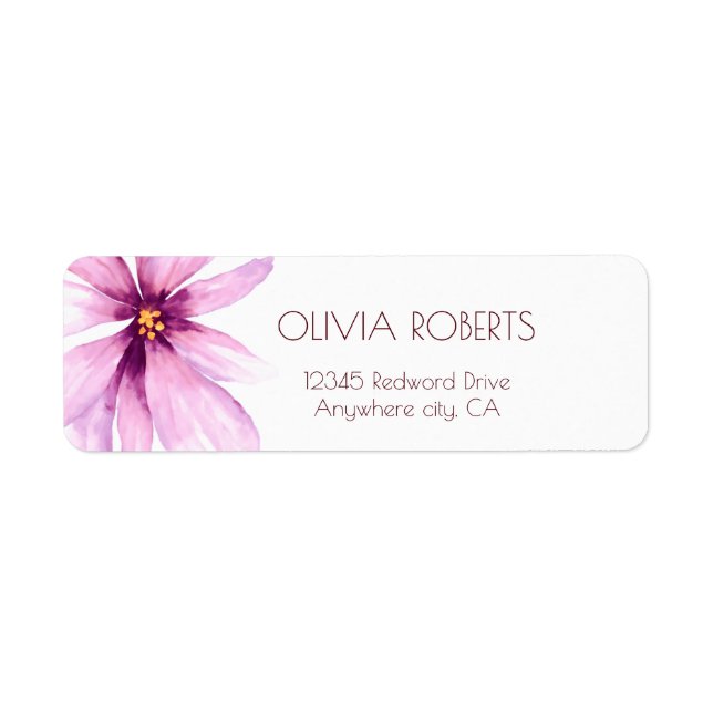 Pink Flower Minimalist Return Address Label (Front)