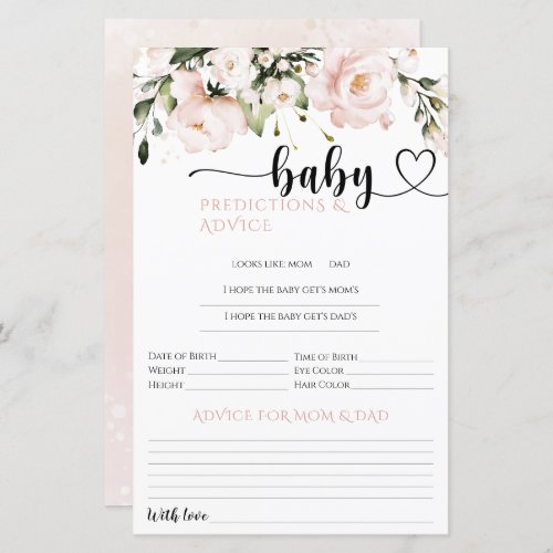 Pink flower modern girl Baby Shower game