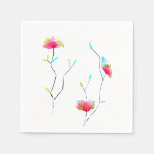 Pink flower modern simple Japanese inspired art Napkins